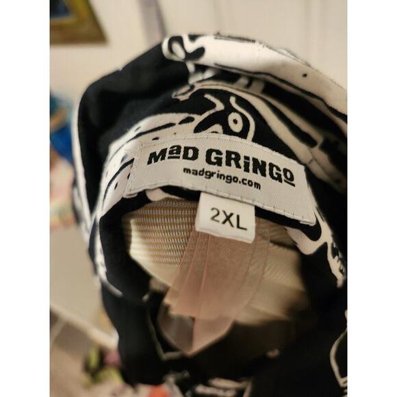 Vintage Mad Gringo Hawaiian Shirt Mens Size 2 XL Black White Button Up - Picture 9 of 9